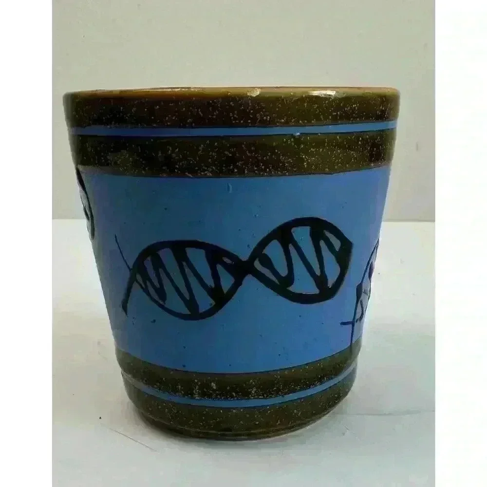 Vintage Planter Ceramic Blue with Black Design Beautifully Glazed Excellent Cond